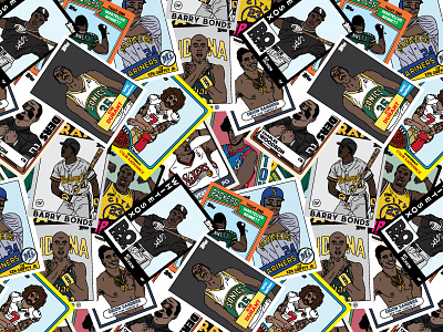 TOPPS CARDS athlete baseball basketball football illustration nba nike pattern print sports usa