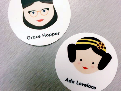Women in Computer Science Stickers — Grace Hopper & Ada Lovelace college computer science face history illustration stickers tech women