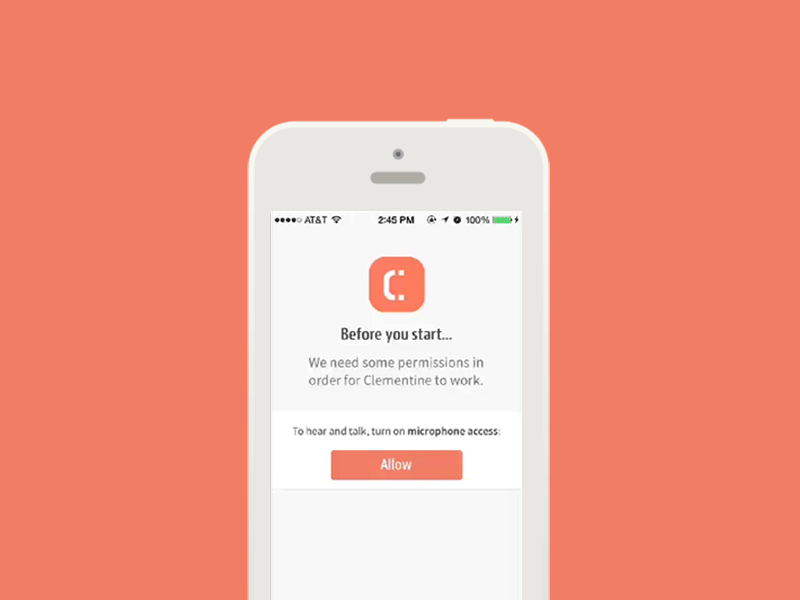 Clementine Onboarding Exploration animation app b2b enterprise interaction ios iphone mobile motion nux onboarding ui