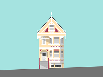 Painted... architecture building city home house illustration san francisco sf
