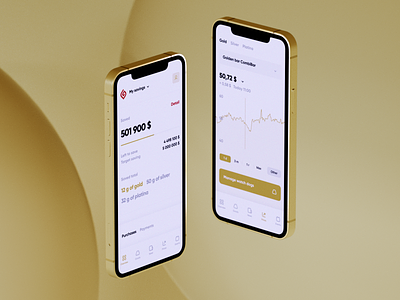 Goldengate - Invest in with valuable metals 3d app branding c4d cinema 4d clean design gold gold app investing investing app ios octane octane renderer silver trading trading app ui ux