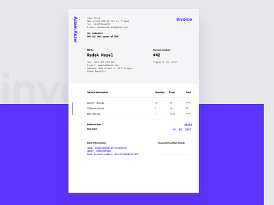 Personal Invoice Design branding clean clients design invoice invoice design personal personal invoice typography vector