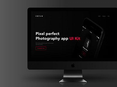 INFLU - Website black clean dark design landing page minimal minimalist photography typography ui ux web