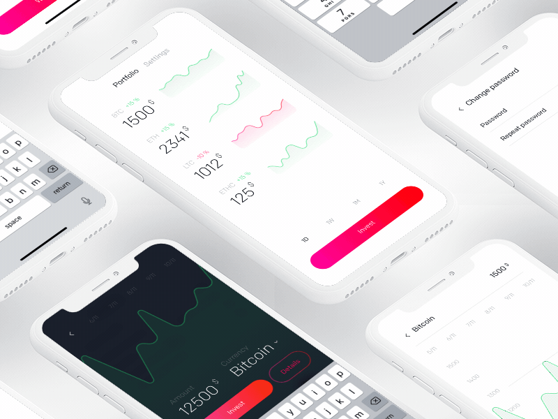 Crypto App - Light app bank bitcoin clean cryptocurrency design ios iphone x money trading ui ux