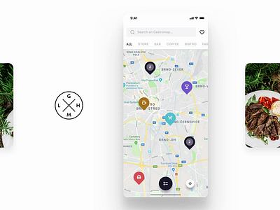 Gastromapa animation app clean design food food app gastro gastronomy illustration ios iphone x map minimal ui ux