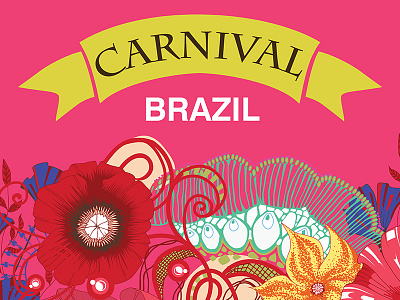 Brazil, carnival. adobe banner bright flowers illustration pink vector