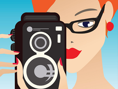 Photographer. glasses illustration photographer vector woman