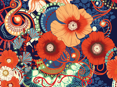 Poppy pattern. art bright design digital pattern poppy surface