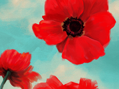 Poppy art canvas digital flower painting poppy