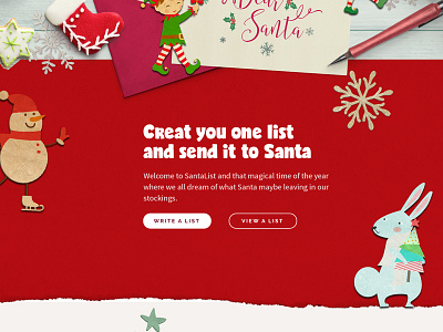 Santa website card christmas design kids santa ui website