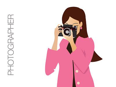 Photographer illustration camera girl illustration photo pink vector woman
