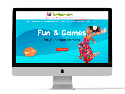 Surrey inflatables website bright colourful design digital kids ui website