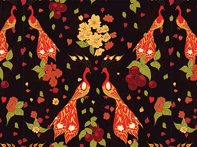 Firebird pattern artwork design firebird pattern seamles textile vector