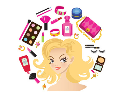 Cosmetics art artwork bright cosmetic design digital fashion girl illustartor illustration pink vector