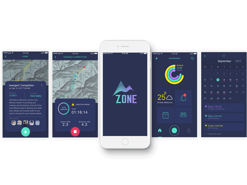 Mountain Biking App app biking chart freelance map progress weather