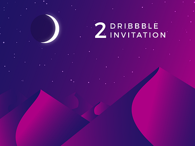 2 Dribbble Invite Giveaway cosmic desert dribbble freelance illustration invite star vector