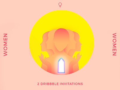 Dribbble Invitations - Ladies 🙋🏻 dribbble invitation illustration invitation invite