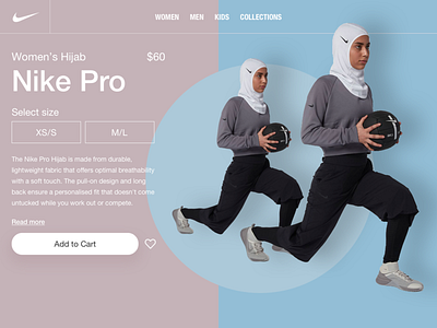 Nike Pro Hijab cart daily design daily ui desktop design ecommerce fashion hijab nike nike pro shots sports ui design