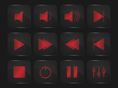 Glass multimedia icons