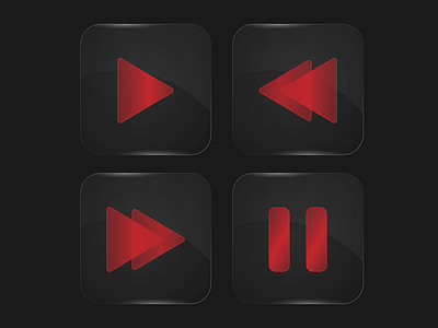 Glass multimedia icons