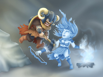 Viking and the Witch 2d art cg art cgi characters characters design digital art game art illustration illustrations viking witch