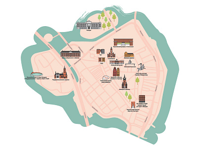 Gamla stan 2d art gamla stan illustration landscape map scheme stockholm typography vector