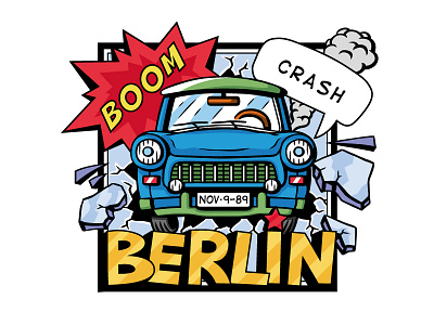 Trabant Berlin 2d art berlin car cartoon comic comic art comic style illustration vector vector art vector illustration