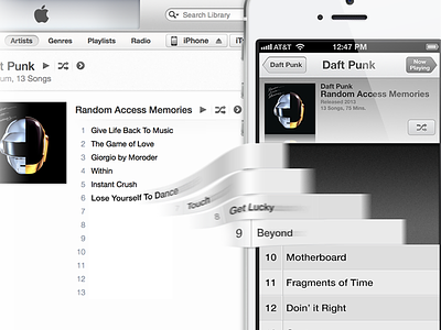Transfer to iTunes album blur daft punk ios iphone itunes peel tracks transfer zoom