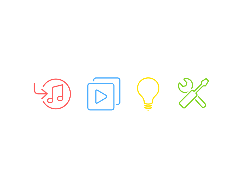 Random Function Icons itunes transfer playlists lightbulb smart wrench screwdriver settings