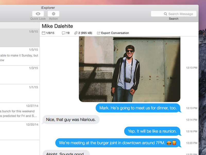 iExplorer Messages View iexplorer mac app ui yosemite imessage sms