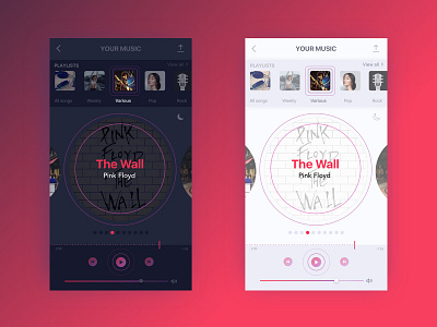 Music Player - dark and light mode 009 dailyui day and night mode music player