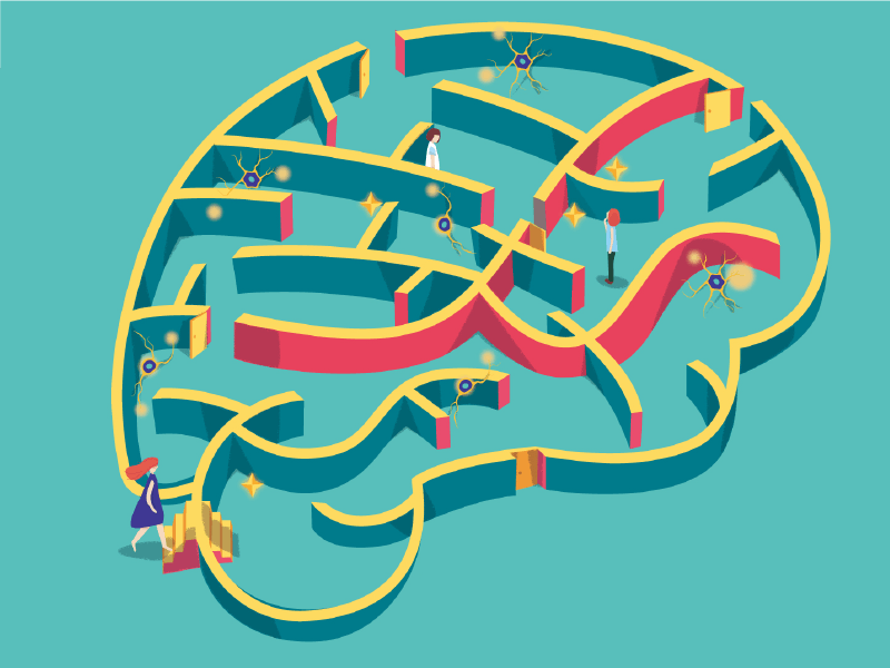Illustration Brain-maze neuroscience neuro science maze brain illustration