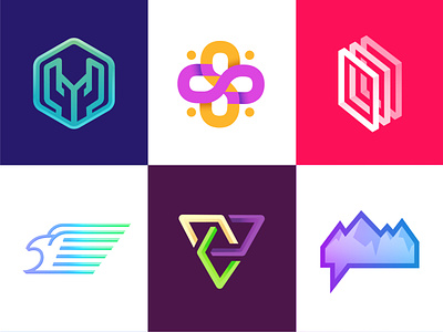 Minimalist Logo Shape Explorations abstract bold branding cool design geometric gradient logo logodesign minimalist modern visual identity