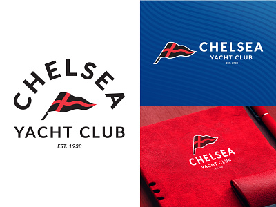 Chelsea Yacht Club Logo blue brand brand identity branding club logo design flag logo logo logo design logo inspirations minimal mockup modern logo sports water water sports waves