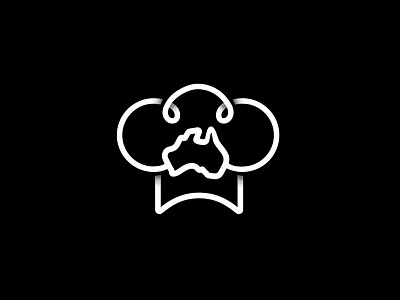 'Cooks Down Under' Logo australia brand chef cook design identity kitchen line logo minimalist monochrome recruitment