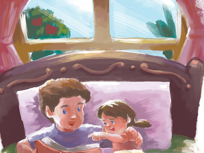 Sneak peek childrens book colorful digital painting family father and daughter illustration love