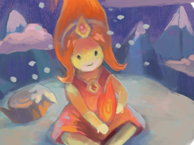 Trying To Keep Warm adventure time fan art flame flame princess illustration