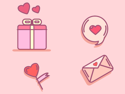 Valentine Icons flat flat colors flat design girly icon love pink valentines