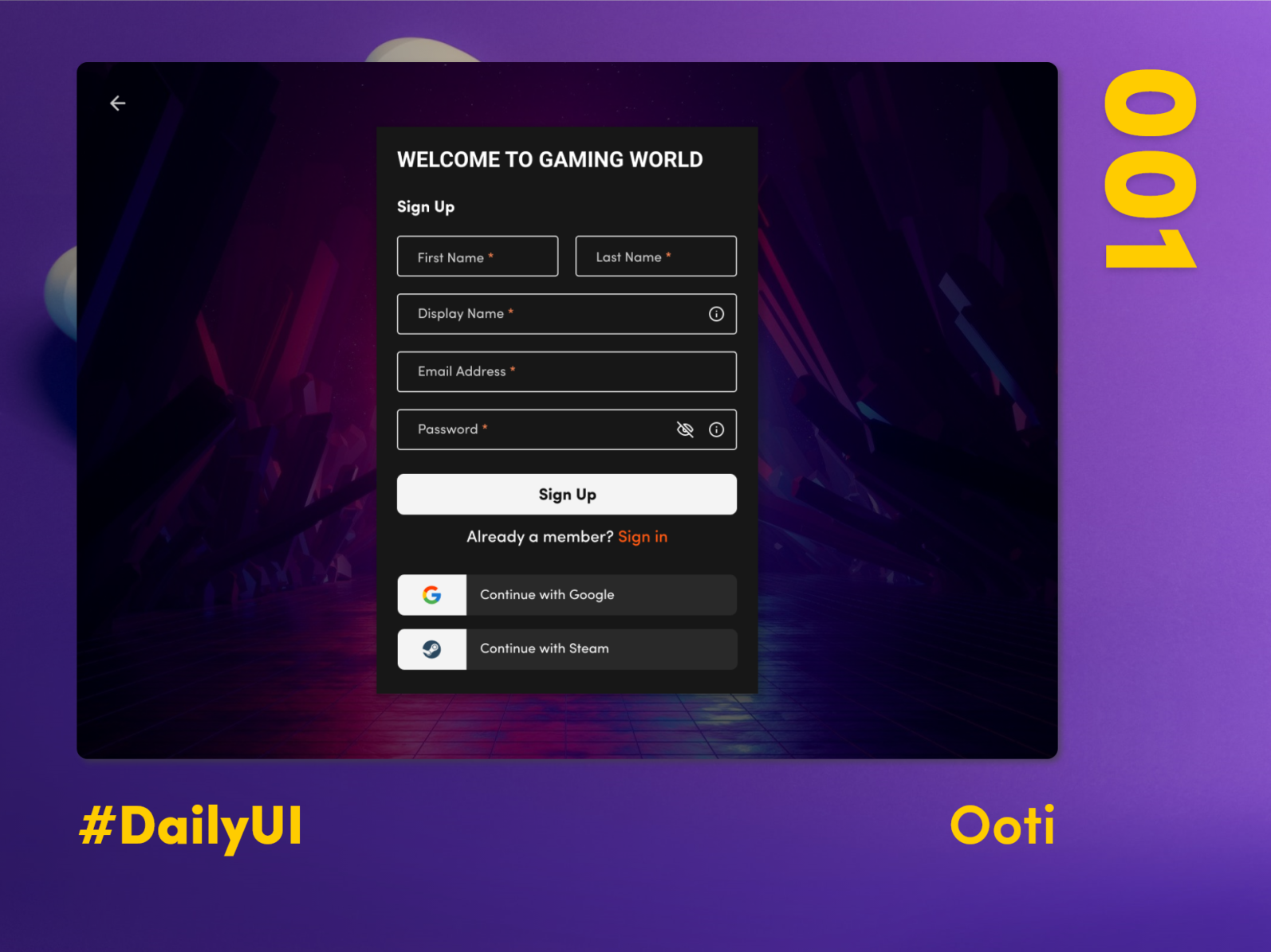 Daily ui sign up by tapesh malik on dribbble