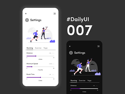 Setting for your daily routine dailyui design graphic design gym app setting screen ui