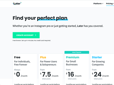 Pricing page Redesign lift optimization pricing pricing table