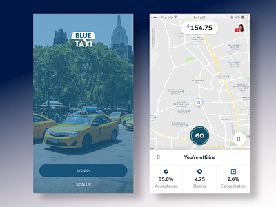 Blue Taxi Mobile App Design