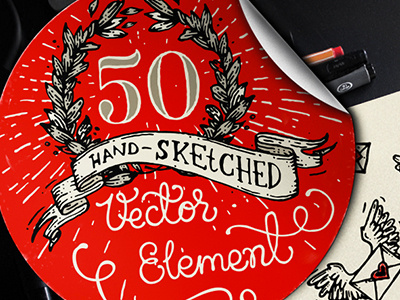 HandSketched Elements & Logos banner emblems hand drawn hand drawn handsketched illustrations logo vector