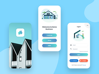 Home Business App cart screen credit card customer debit card deliver delivery design dinner driver fast food food foodie homedelivery mobileapp order payment method restaurants seller takeaway uiux