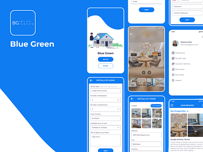 Blue Green app app design application buyerhome design figma graphic design home home app homedesign homeui homeuiux realestate sellerhome ui ui home uiux ux ux home xd