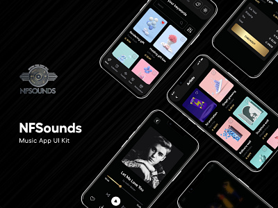 NFSounds app application ar vr ar vr integration auction blockchain bought nfts chosen room darkui design graphic design integration market place nft nfts price price and sell purchased showcases ui