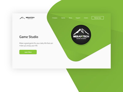 Game Studio Landing Page Concept branding game studio green landing page design ui ux website design white