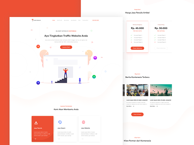 Kontenesia - Content and SEO Agency Website Redesign Concept agency company content content marketing illustraion landing page orange seo seo agency seo marketing seo services startup ui design ux design website