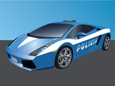 Italian police Lamborghini blue car drawing illustration lamborghini