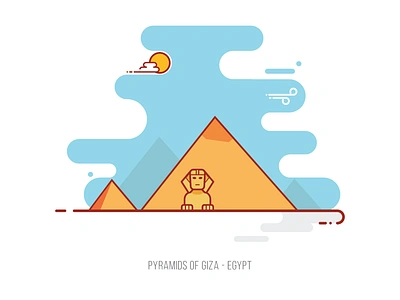 Pyramids of Giza Egypt egypt flat illustration landmark landscape pyramids pyramids of giza sphinx